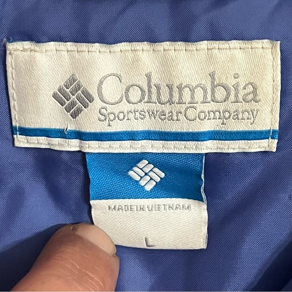 Kids Columbia Winter Hooded Ski Jacket White & Blue Geometric‎ Print Size Large - Picture 3 of 16